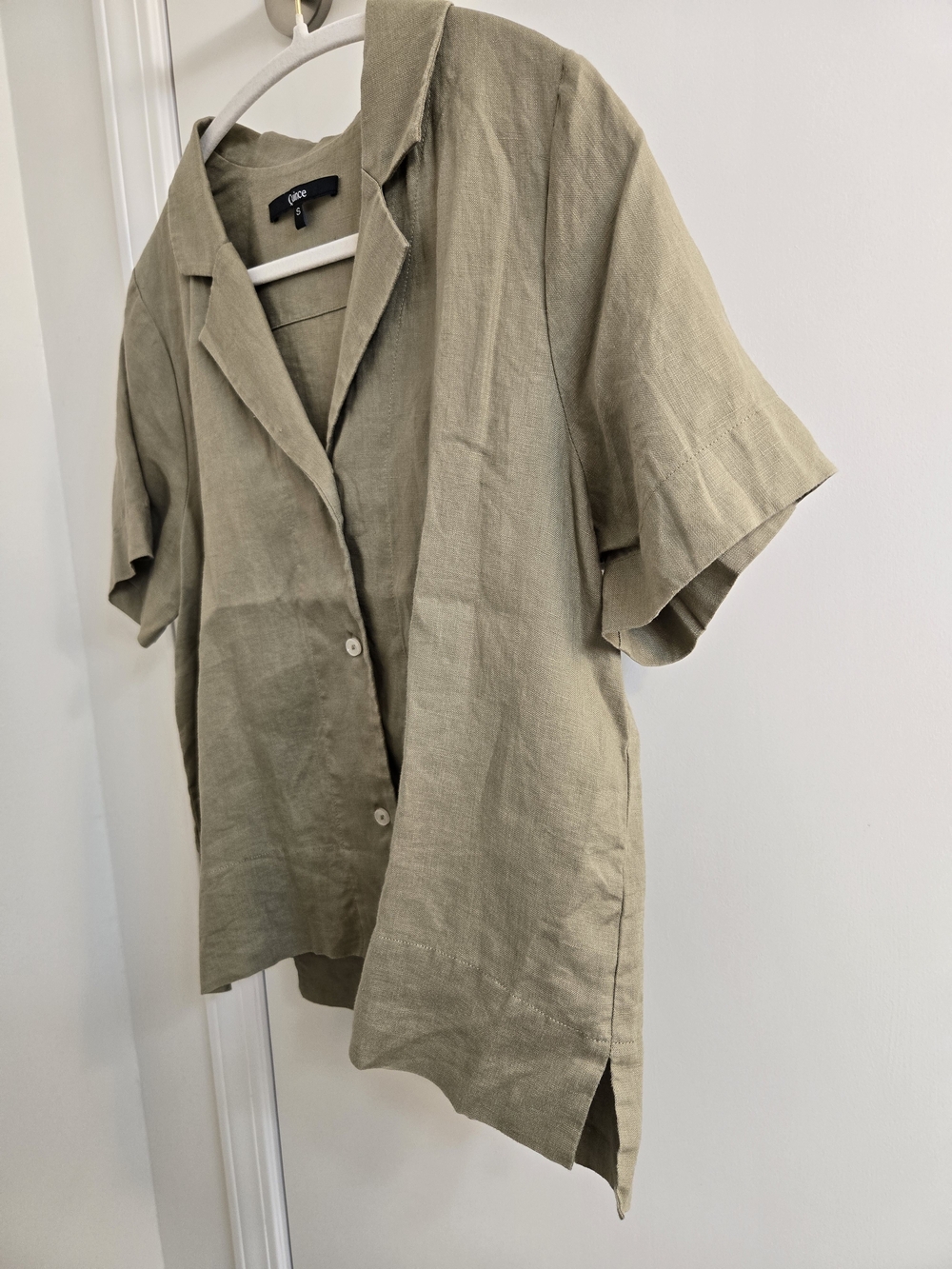 Quince 100% European Flax Linen Short Sleeve Shirt Olive Green Small CMA01 - Picture 6 of 15
